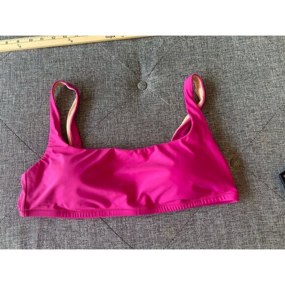 J. Crew Bright Pink squareneck bikini top Size XL New- tags detached - Picture 3 of 6